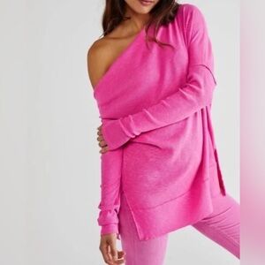 Free People - Get Together Ribbed Off The Shoulder Versatile Blouse Size Small